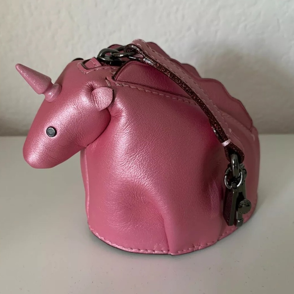// SOLD // Coach Pink Unicorn Leather Keychain 🦄